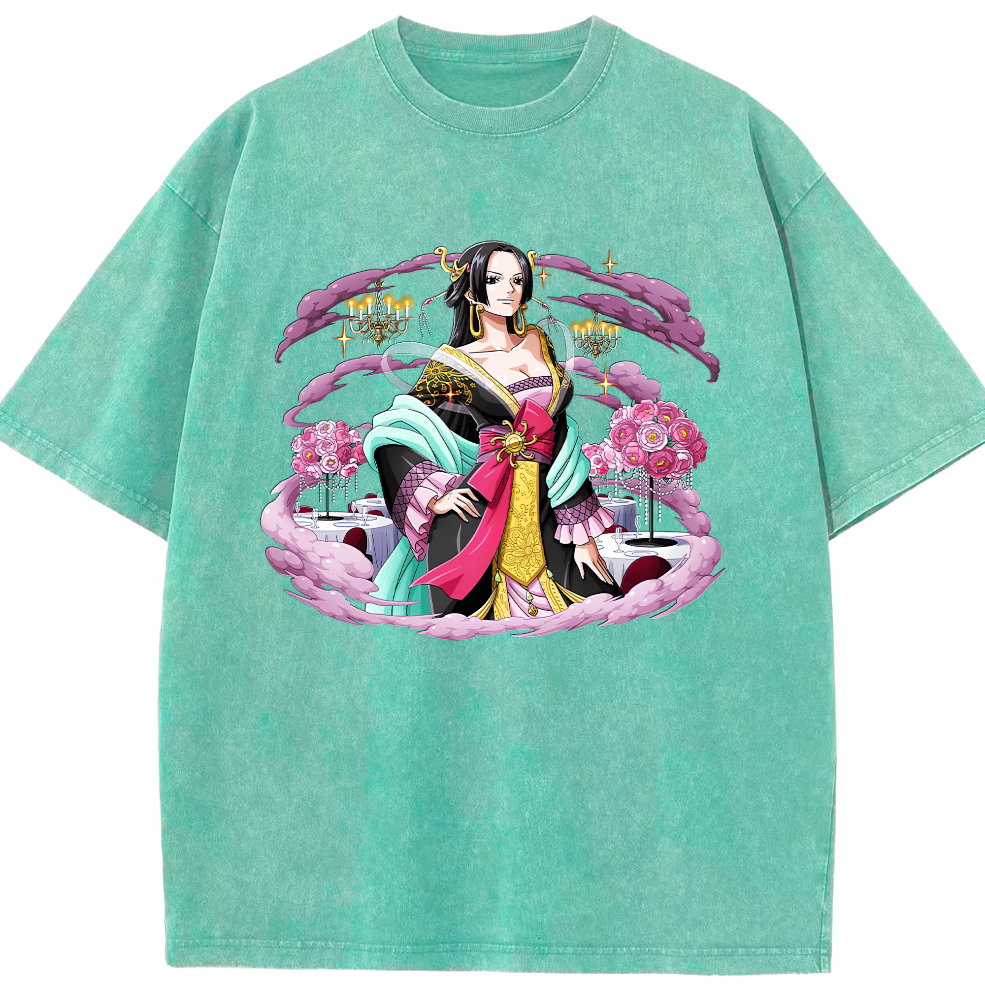 ワンピース ボア・ハンコック ONE PIECE Boa·Hancock 綿100% ヴィンテージ風 半袖Tシャツ（フロントプリント）